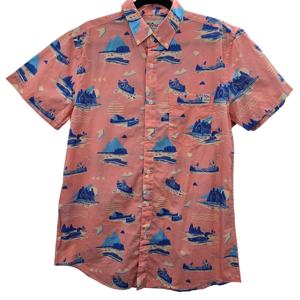 Coors Light TEAMLTD Mens Medium Pink Button Up Shirt